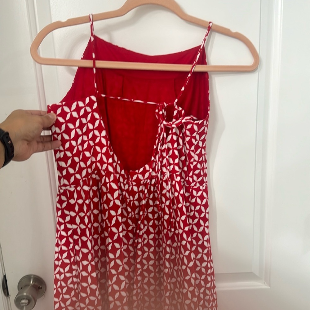 LOFT red and white apron dress Sz 8